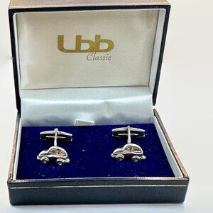 VW Bug Cuff Links, Car, Silver Toned, Unique, 70s, NOS, UBB, Box, Volkswagon
